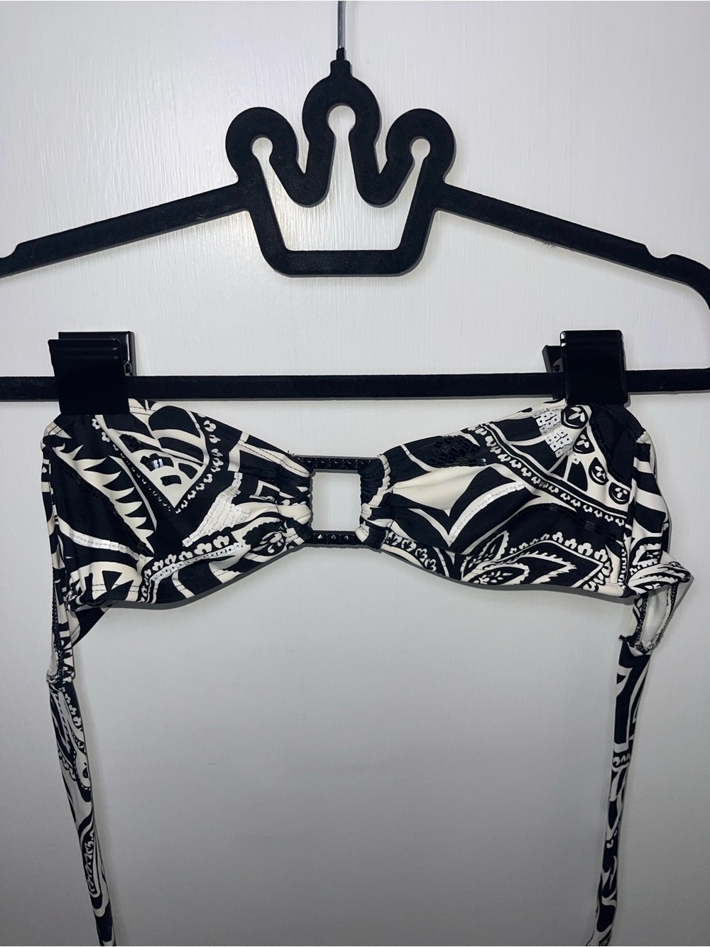 EUC Black & White Paisley Bandeau Bikini Top